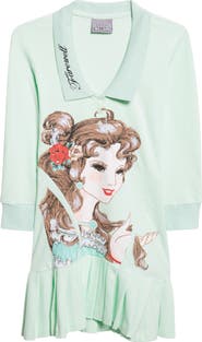 Ashley Williams Amelia Lady Print Long Sleeve Polo Minidress