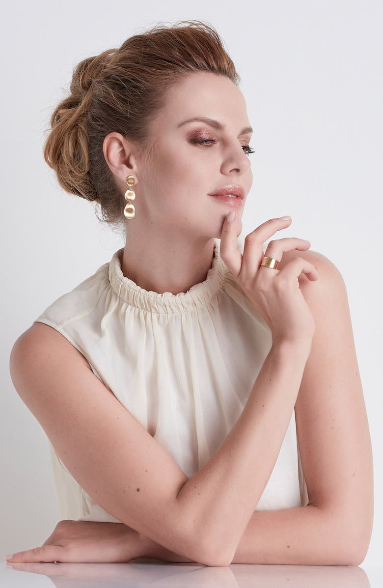 Marco Bicego Lunaria 18K Yellow Gold Small Triple Drop Earrings, Alternate, color, Yellow Gold