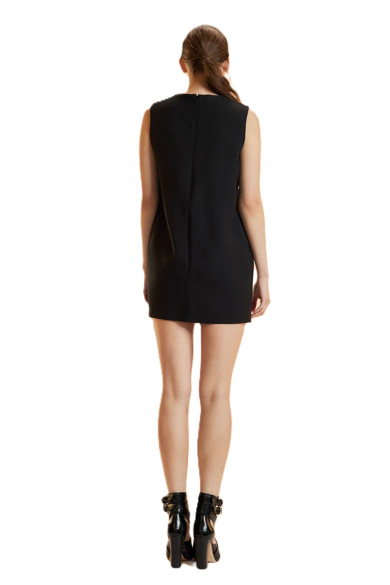 Silk Wool Mini Shift Dress, Alternate, color, Black