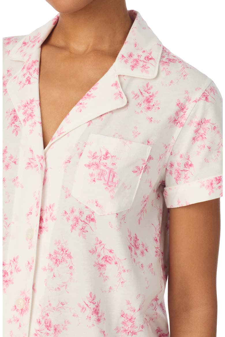 Print Cotton Blend Boxer Pajamas, Alternate, color, IVORY FLORAL