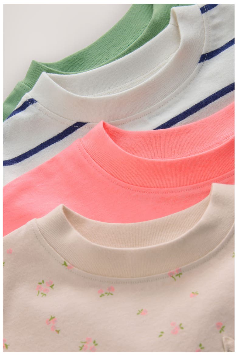 Kids' Pack of 4 Assorted Cotton Pocket T-Shirts, Alternate, color, PINK