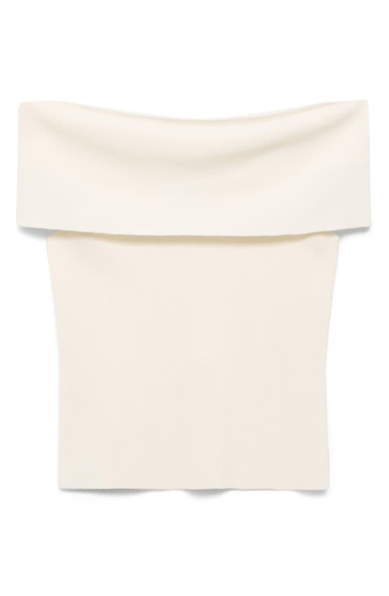 MANGO Off the Shoulder Knit Top, Alternate, color, Off White