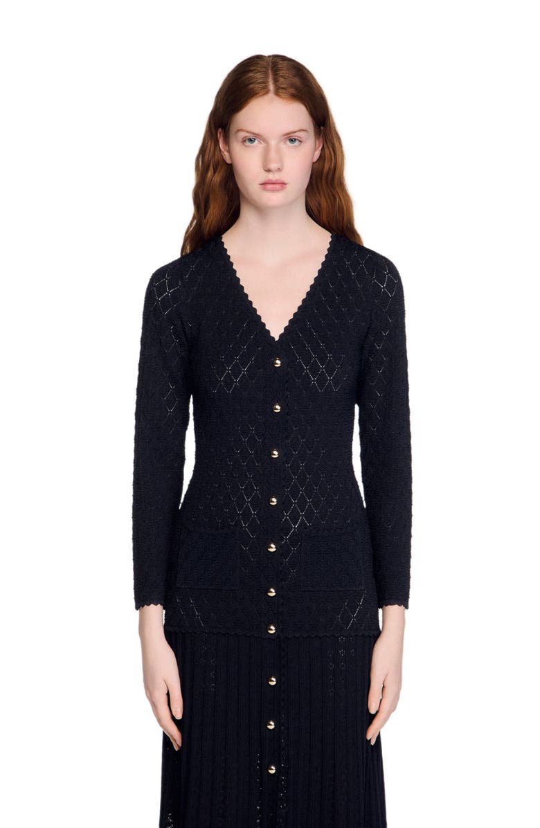 SANDRO Fancy knit maxi dress, Alternate, color, Black