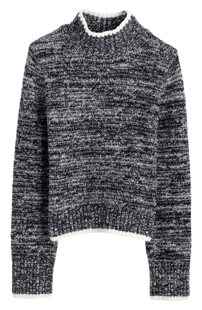 Madewell Marled Mock Neck Cotton Blend Sweater, Alternate, color, Black And White Marl