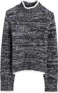Madewell Marled Mock Neck Cotton Blend Sweater