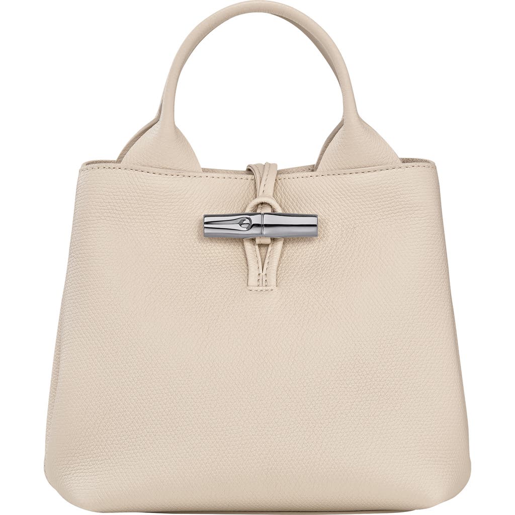 Longchamp Small Le Roseau Leather Tote In White