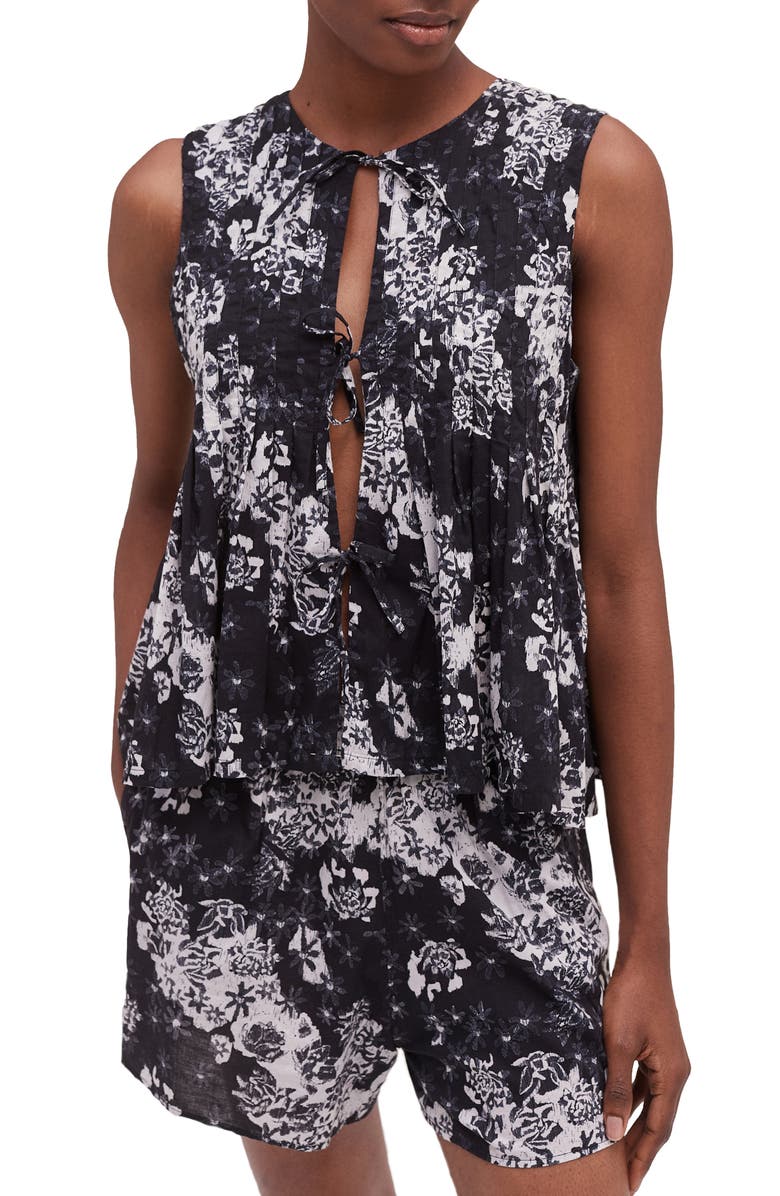 Desmond & Dempsey Pleated Cotton Short Pajamas, Alternate, color, 