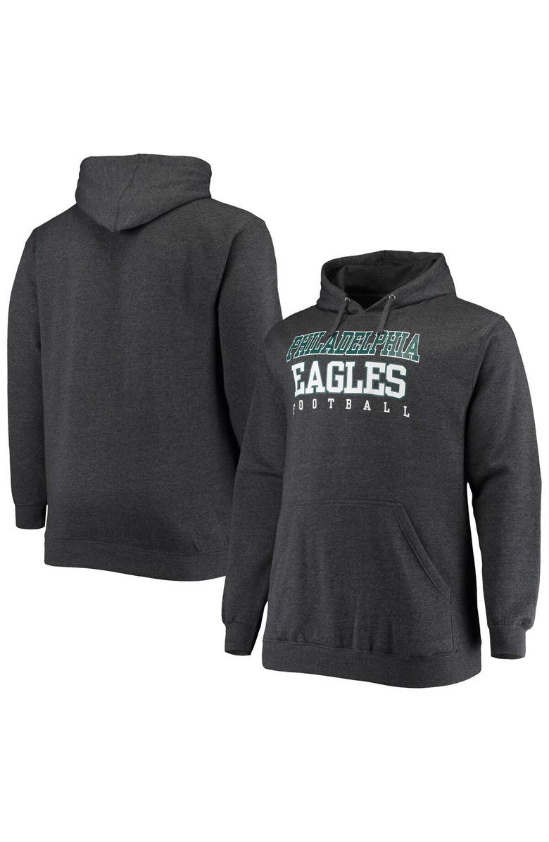 FANATICS Men's Fanatics Branded Heathered Charcoal Philadelphia Eagles Big & Tall Practice Pullover Hoodie, Alternate, color, 
