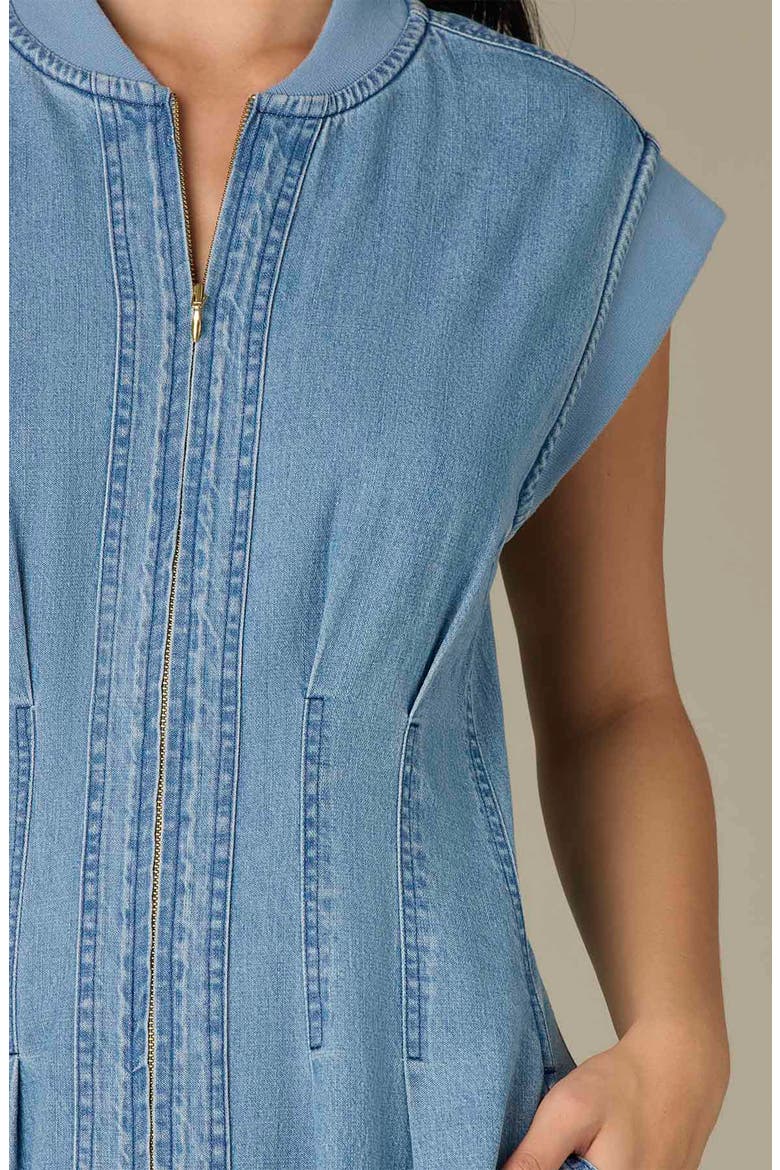 Pleated Denim Midi Dress, Alternate, color, LIGHT BLUE