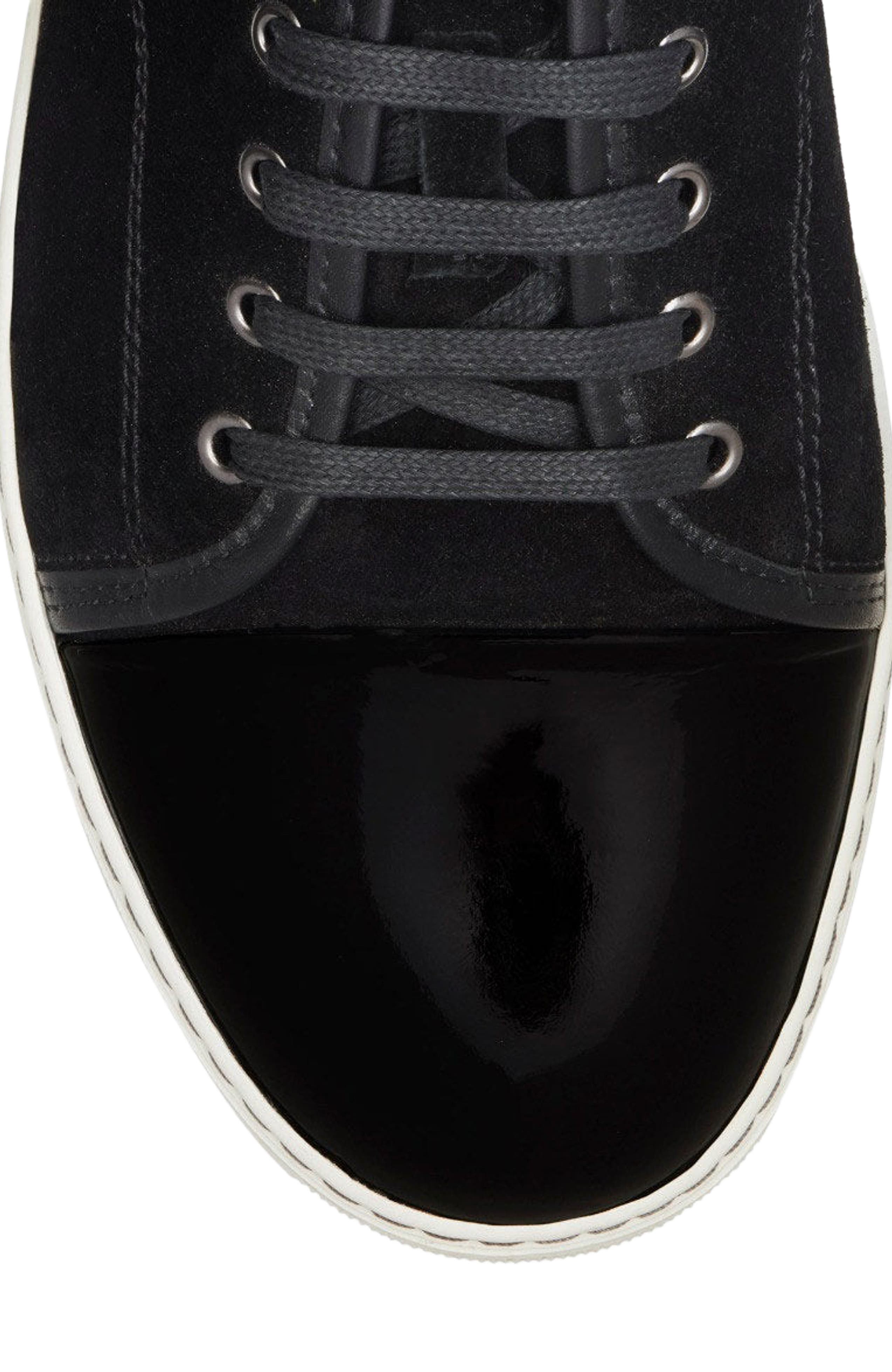Lanvin Dbb1 Suede And Patent Leather Sneakers, Alternate, color, Black