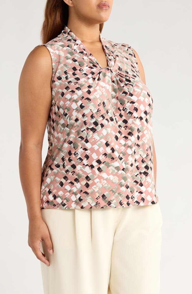 KASPER Print Knot Front Sleeveless Jersey Top, Alternate, color, 