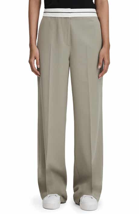 Whitley Contrast Trim Wool Blend Wide Leg Trousers