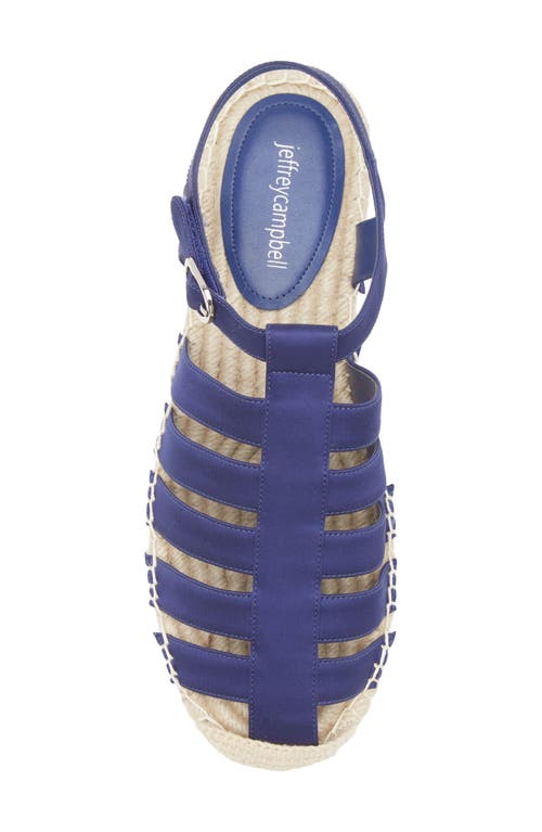 Jeffrey Campbell Tan Lines Espadrille Fisherman Sandal In Navy Satin