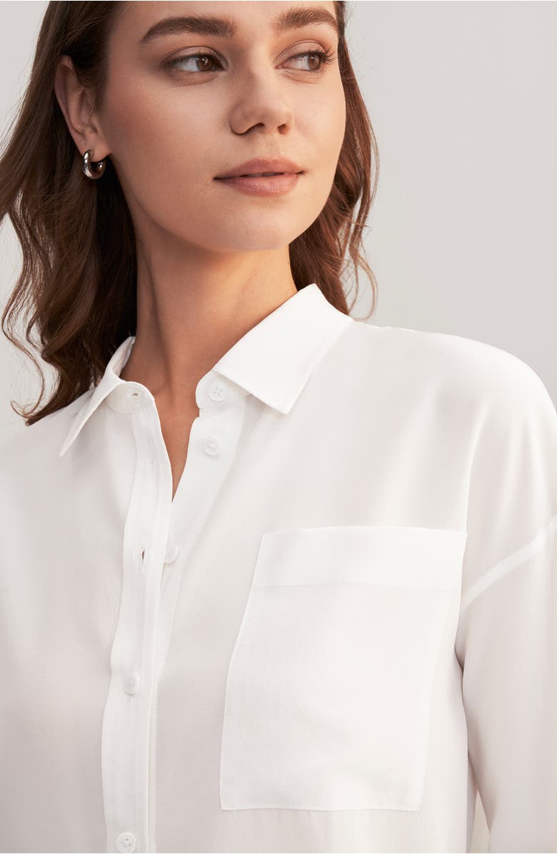 Lilysilk Drop Shoulders Oversize Silk Shirt, Alternate, color, Natural White