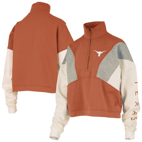 Women's Pressbox  Texas Orange Texas Longhorns Ferrara Color Block Quarter-Zip Sweatshirt