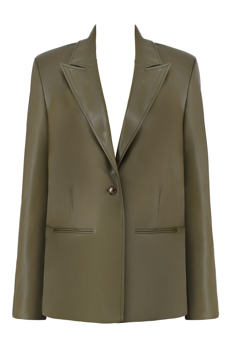 Faux Leather Blazer, Alternate, color, AVOCADO