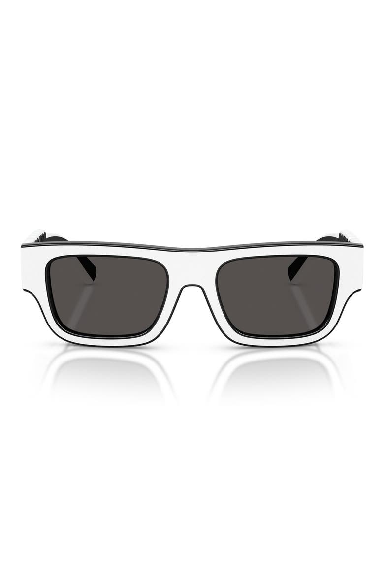 Kids' 47mm Small Rectangular Sunglasses, Main, color, WHITE/ BLACK / DARK GREY