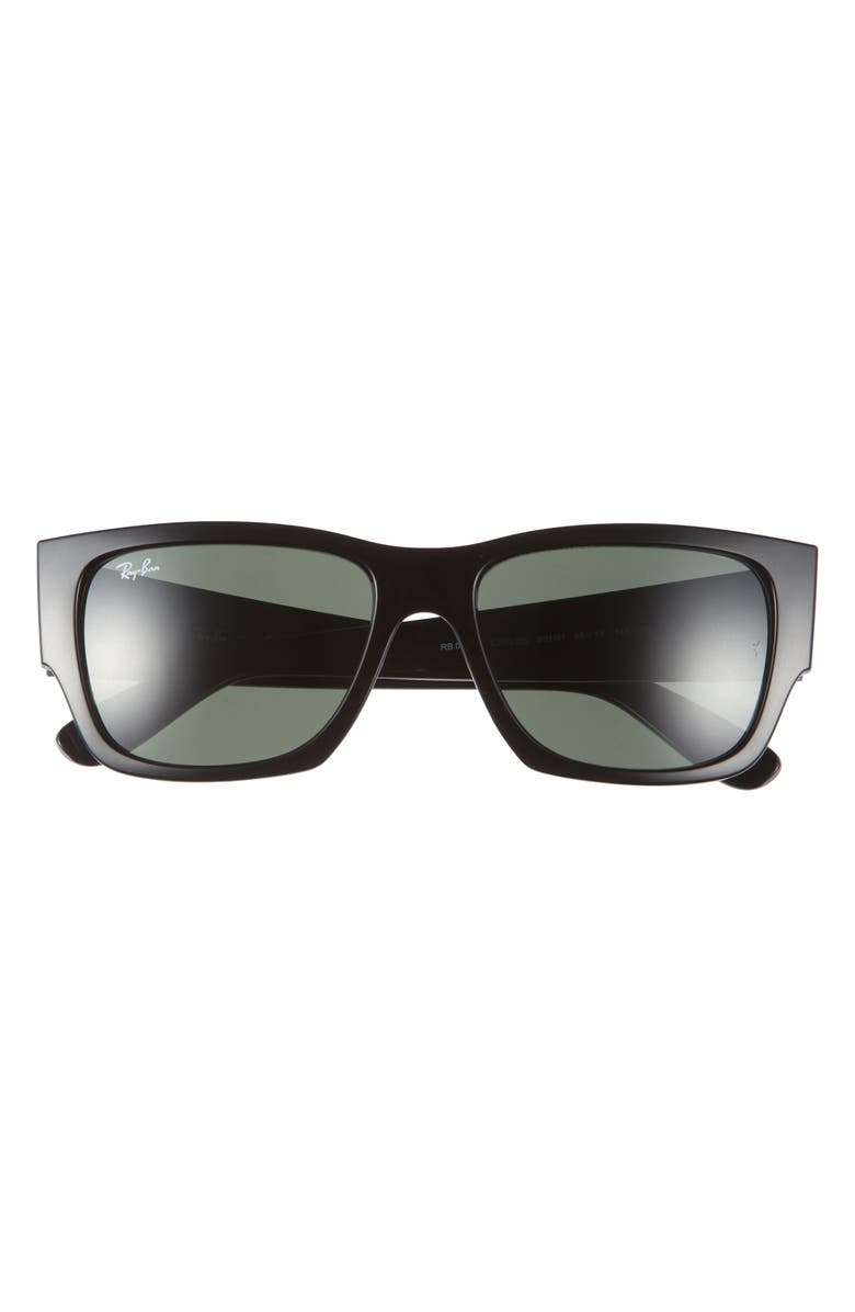 Ray-Ban Carlos 56mm Polarized Rectangular Sunglasses, Main, color, Black