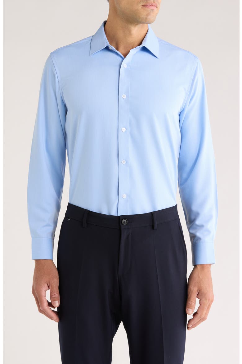 Stripe Jacquard Button-Up Shirt, Main, color, BLUE