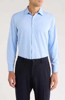 TOM BAINE Stripe Jacquard Button-Up Shirt