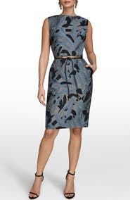 Donna Karan New York Metallic Jacquard Sleeveless Sheath Dress