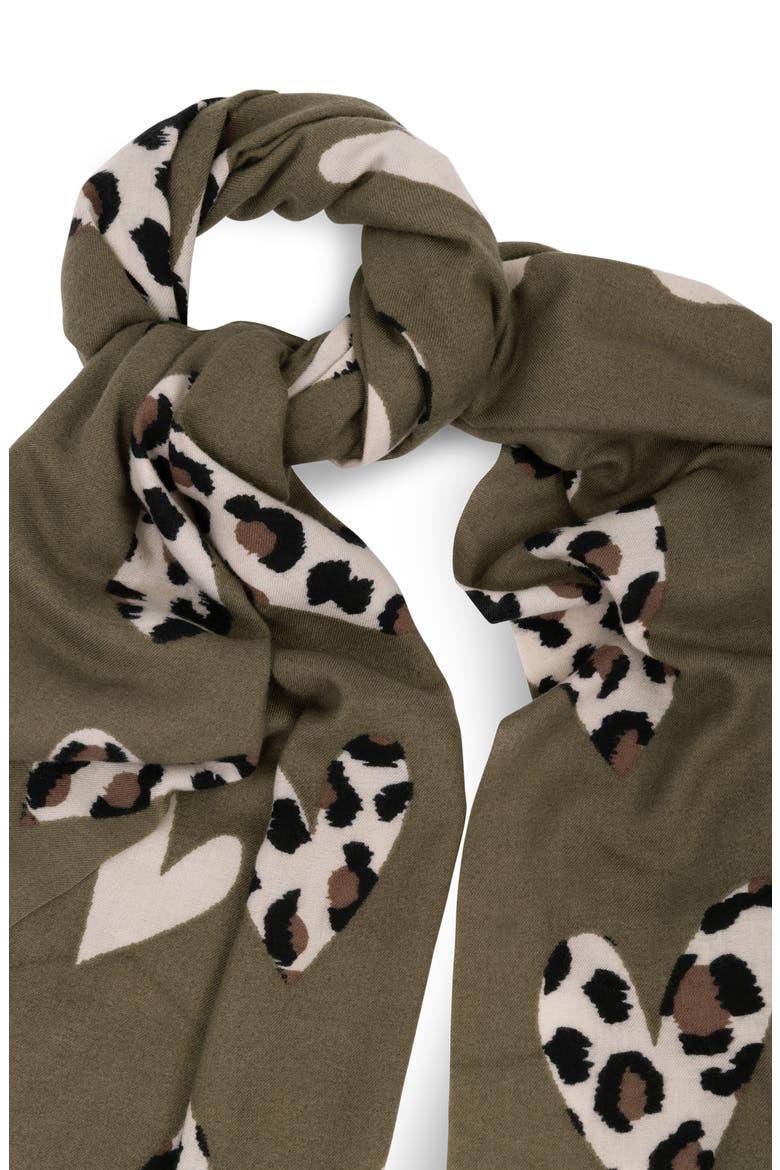 Leopard Heart Scarf, Alternate, color, GREEN