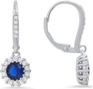 Queen Jewels Sterling Silver CZ Halo Drop Earrings