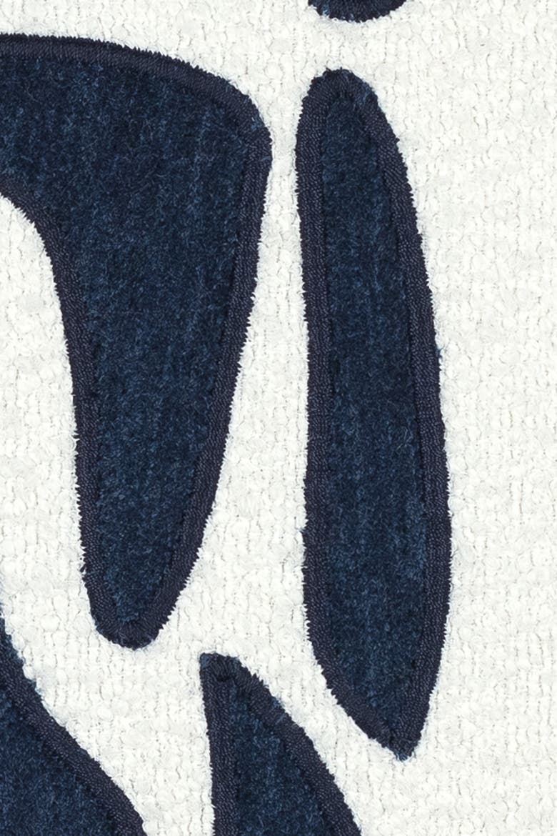 Resonate Hand Applique Velvet & Boucle Indoor & Outdoor Woven Accent Pillow, Alternate, color, Indigo