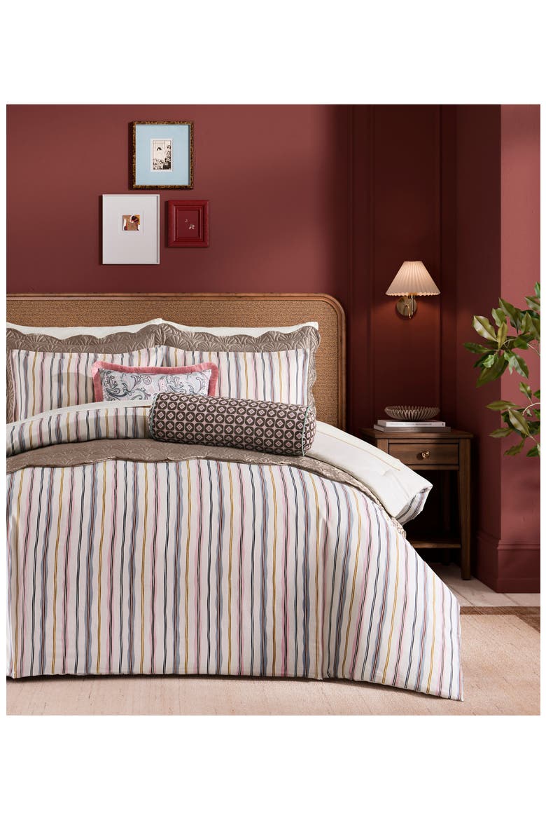 Scallop Stripe Duvet Cover & Pillow Shams Set, Alternate, color, IVORY MULTI