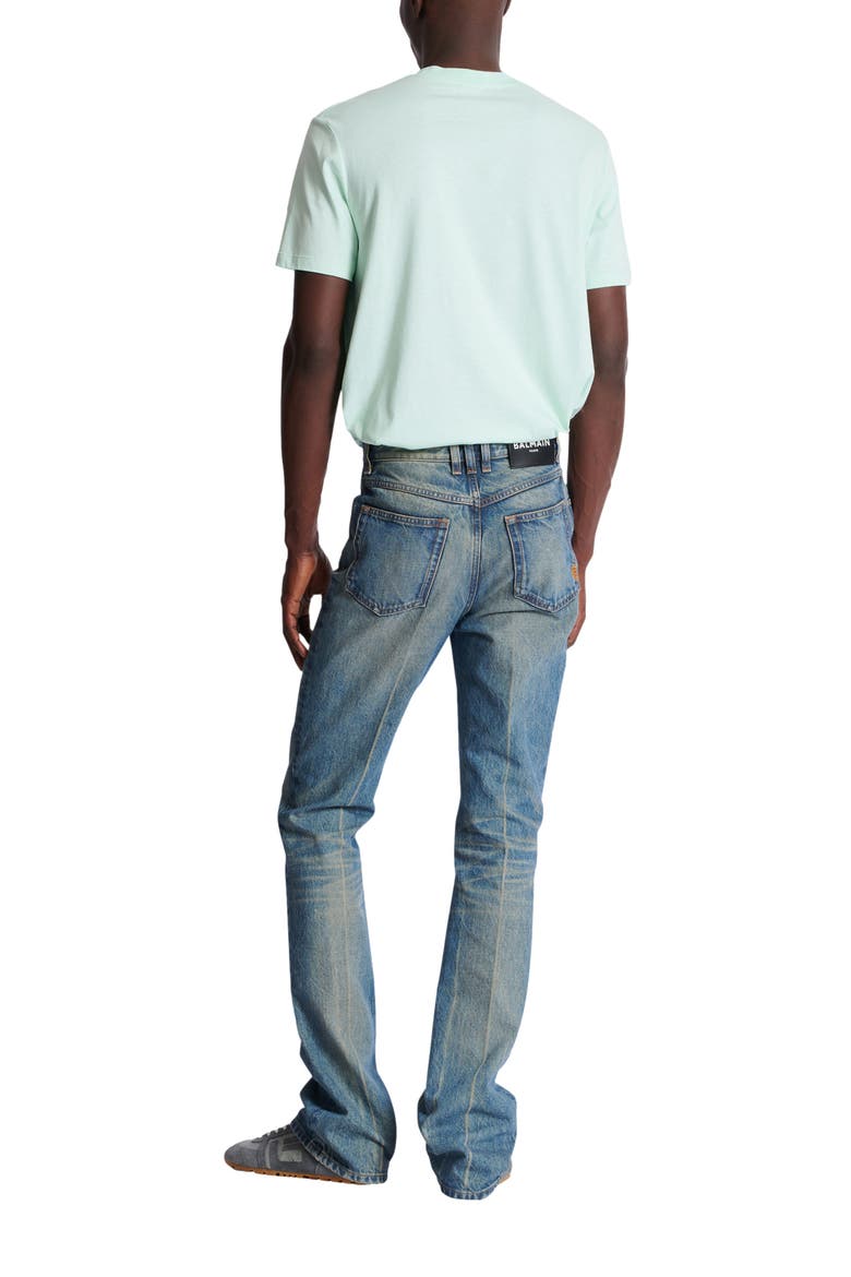 Slim straight-leg jeans in vintage denim, Alternate, color, blue