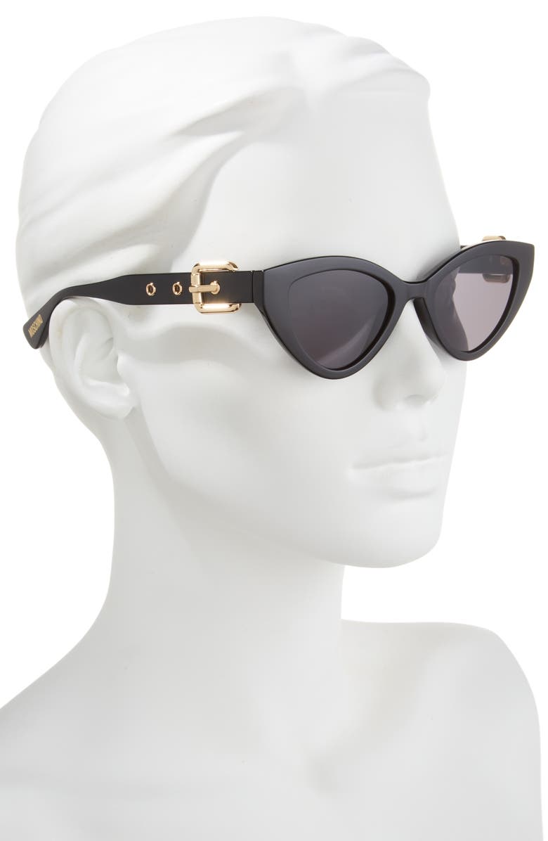 Moschino Novelty Buckle Cat Eye Sunglasses, Alternate, color,