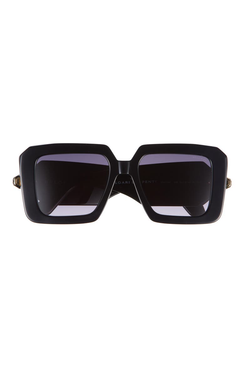 Serpenti Forever Geometric Sunglasses, Main, color, SHINY BLACK / GRADIENT SMOKE