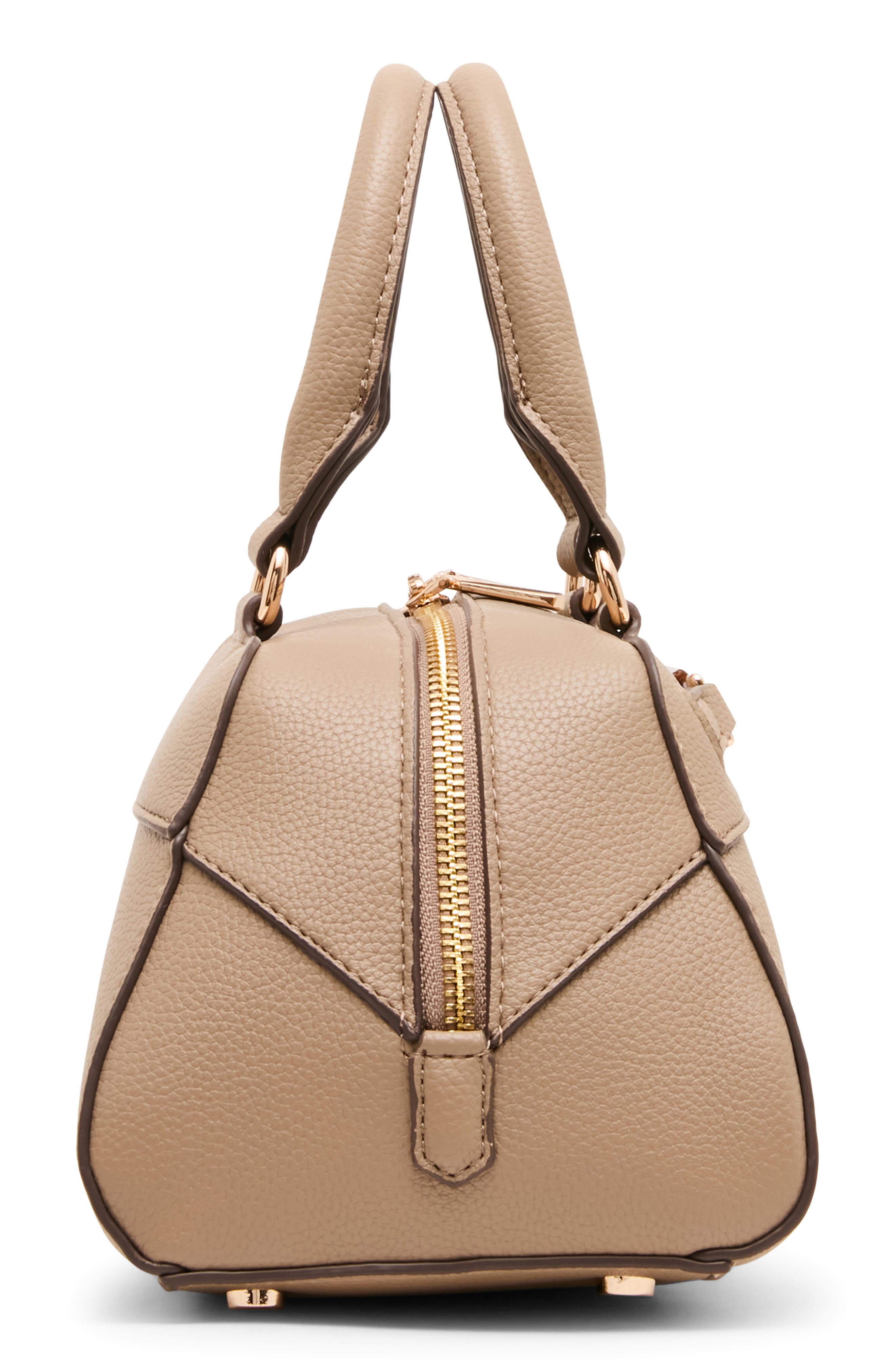 Faux Leather Satchel, Alternate, color, TRUFFLE