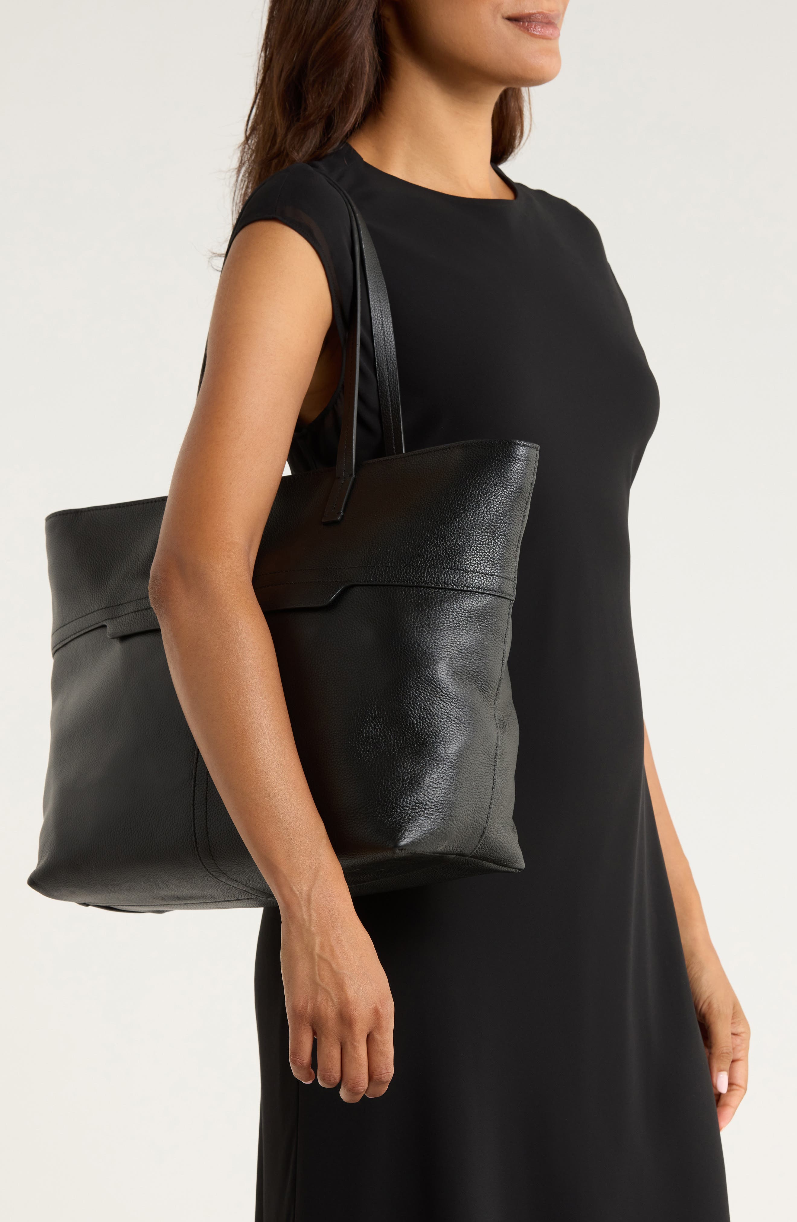 rag & bone Bryant Leather Tote Bag, Alternate, color, Black