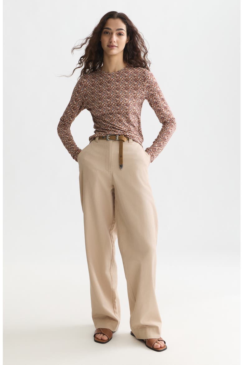 Printed Long Sleeve Knit T-Shirt, Alternate, color, TILES FLOWER DOESKIN