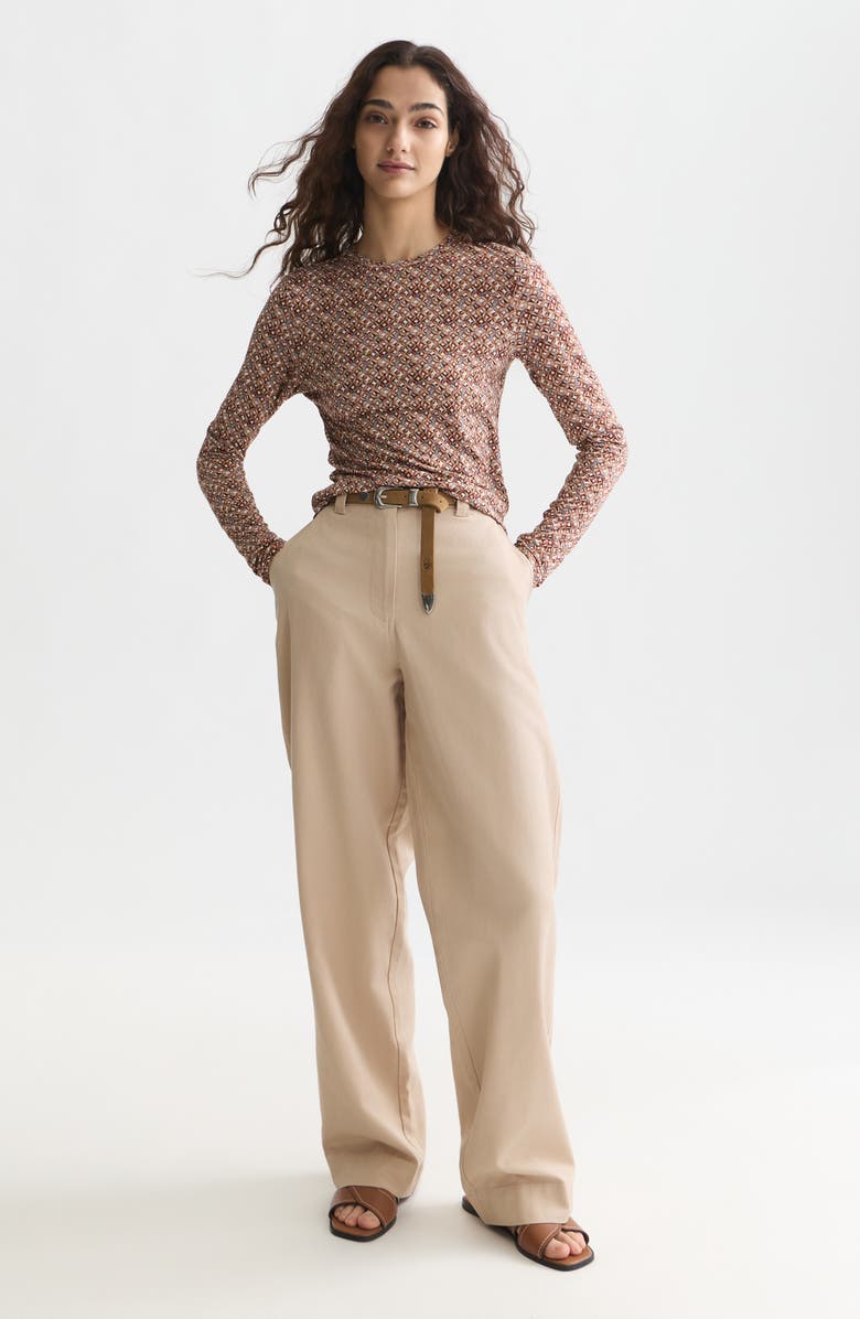 Scotch & Soda Printed Long Sleeve Knit T-Shirt, Alternate, color, Tiles Flower Doeskin