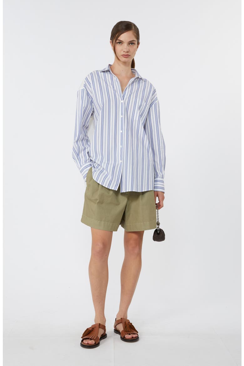 Tessile Stripe Poplin Eyelet Button-Up Shirt, Alternate, color, NAVY