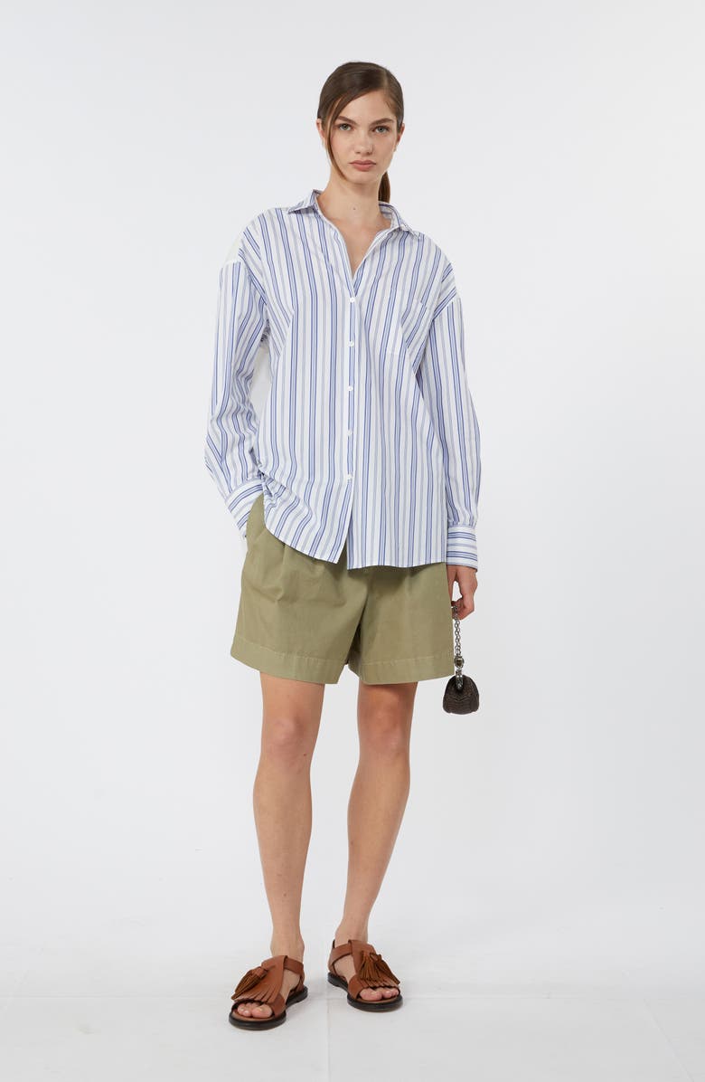 Weekend Max Mara Tessile Stripe Poplin Eyelet Button-Up Shirt, Alternate, color, Navy