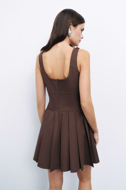 Shop Nocturne Corset Look Mini Dress In Dark Brown