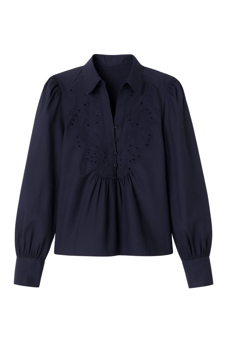 Rachelle Pop Over Blouse, Alternate, color, Maritime Blue