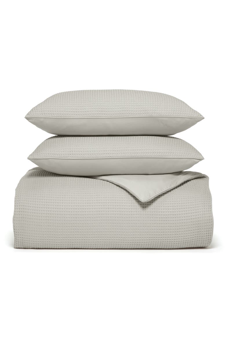 Waffle Weave Organic Cotton Duvet Cover & Sham Set, Main, color, PEWTER