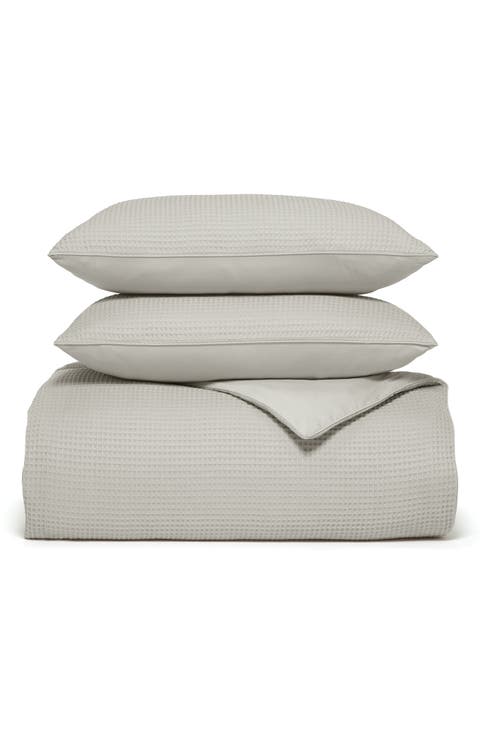 Waffle Weave Organic Cotton Duvet Cover & Sham Set