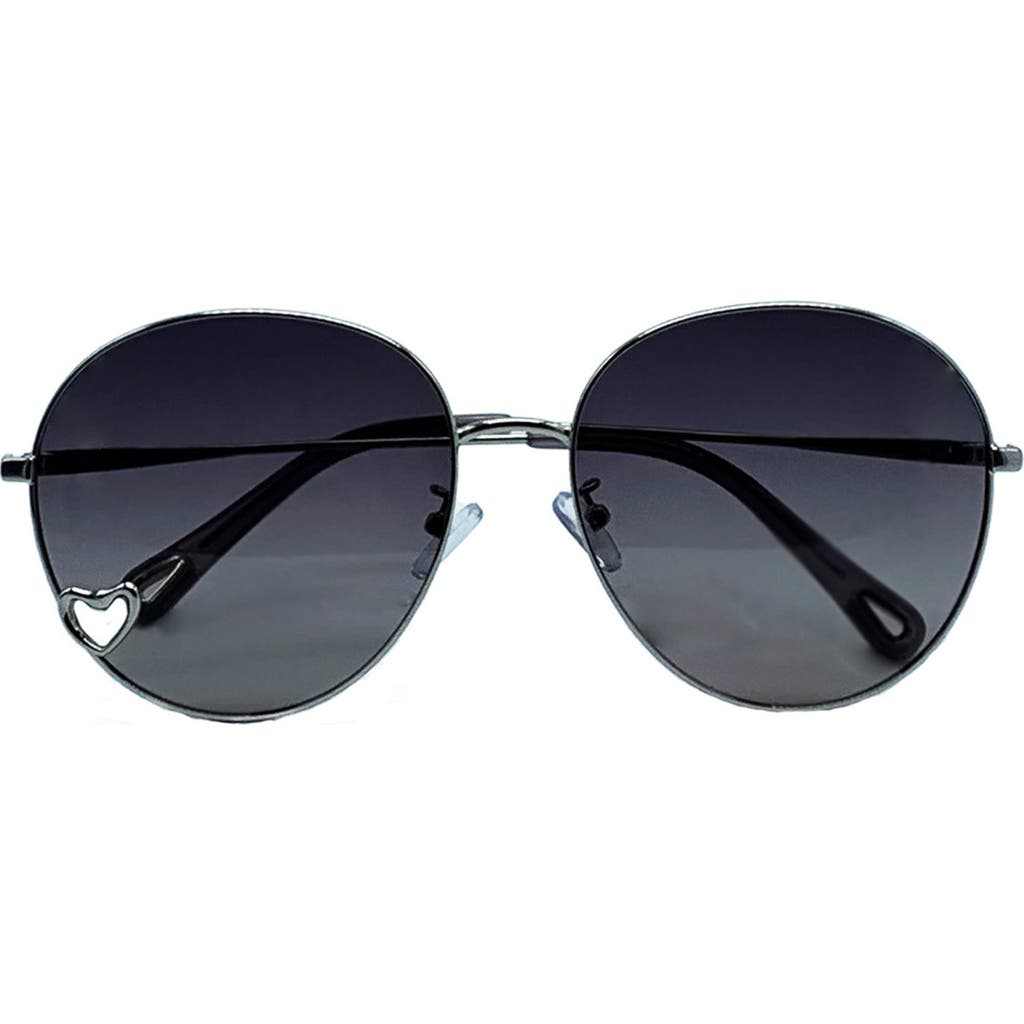 Bluestone Sunshields Love 53mm Polarized Round Sunglasses in Chrome/gray  product