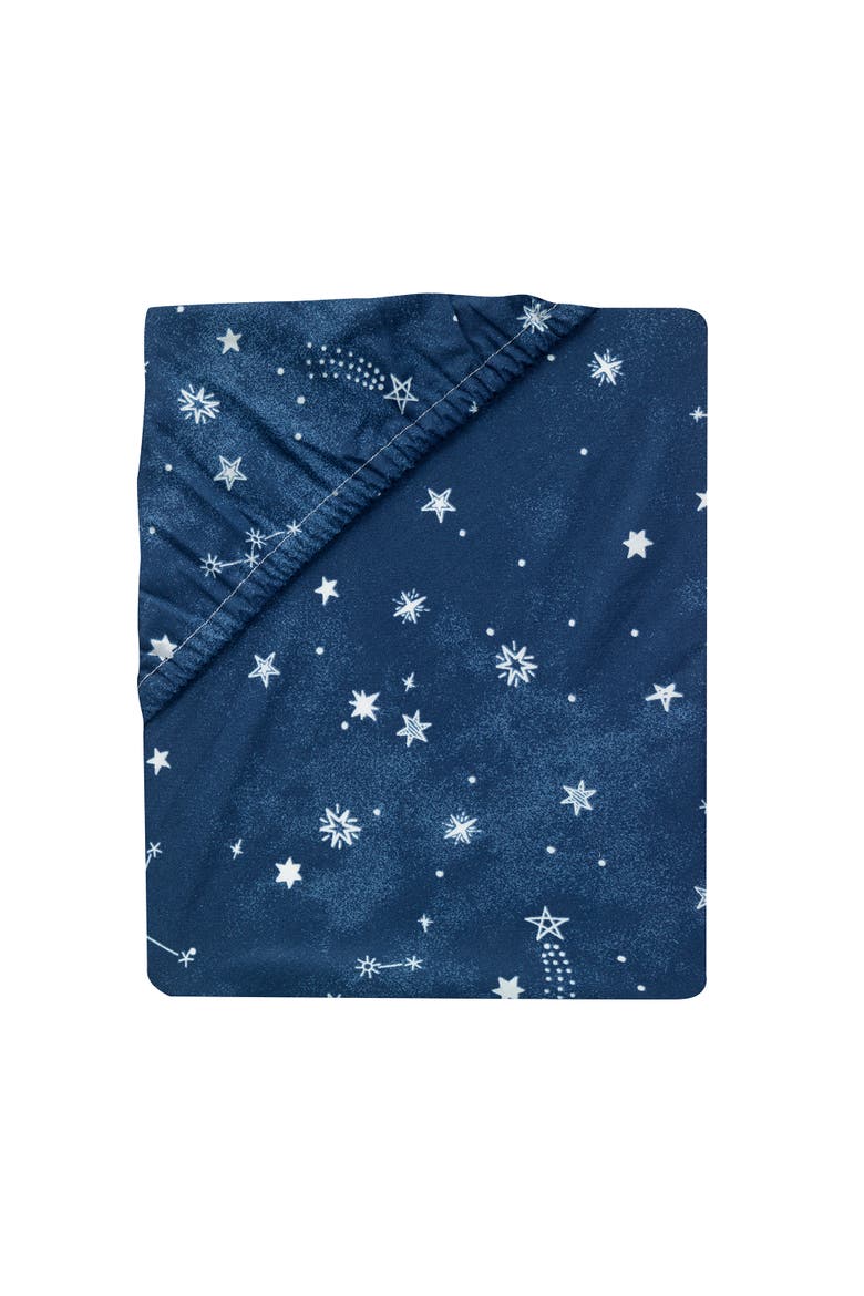 Sky Rocket Stars/Galaxy/Space 100% Cotton Fitted Crib Sheet, Alternate, color, Blue