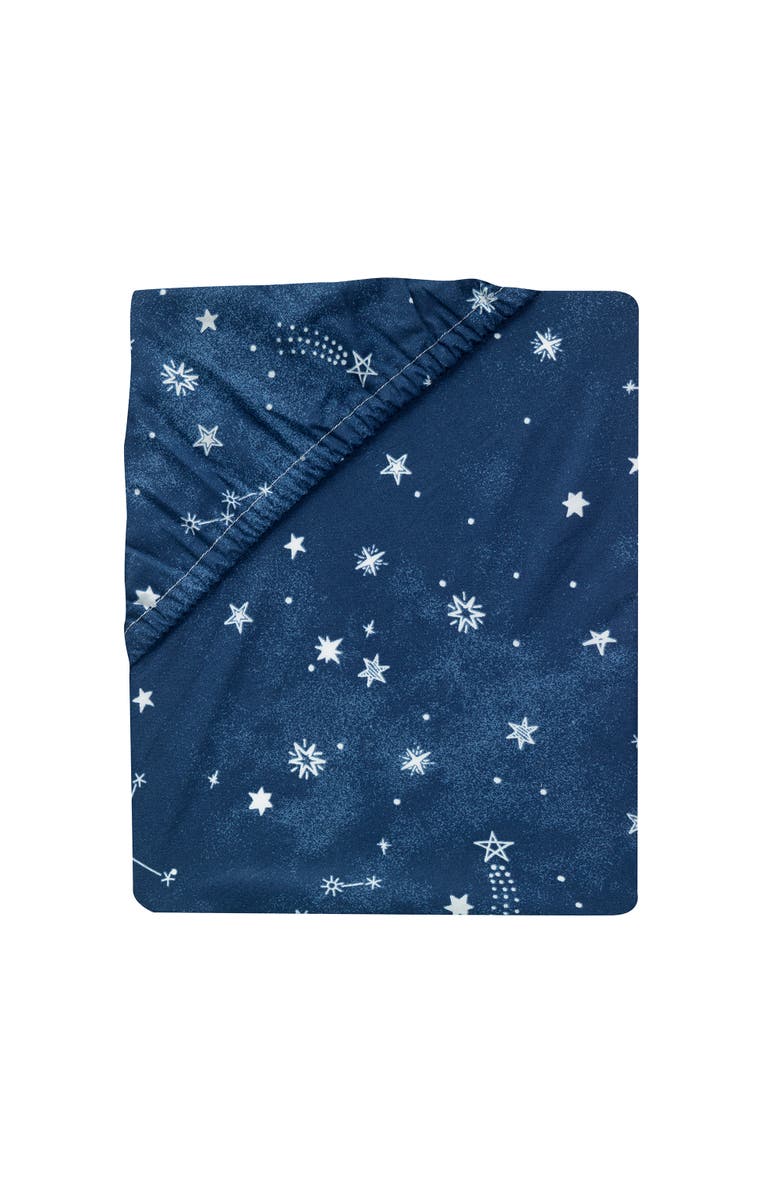 Lambs & Ivy Sky Rocket Stars/Galaxy/Space 100% Cotton Fitted Crib Sheet, Alternate, color, Blue