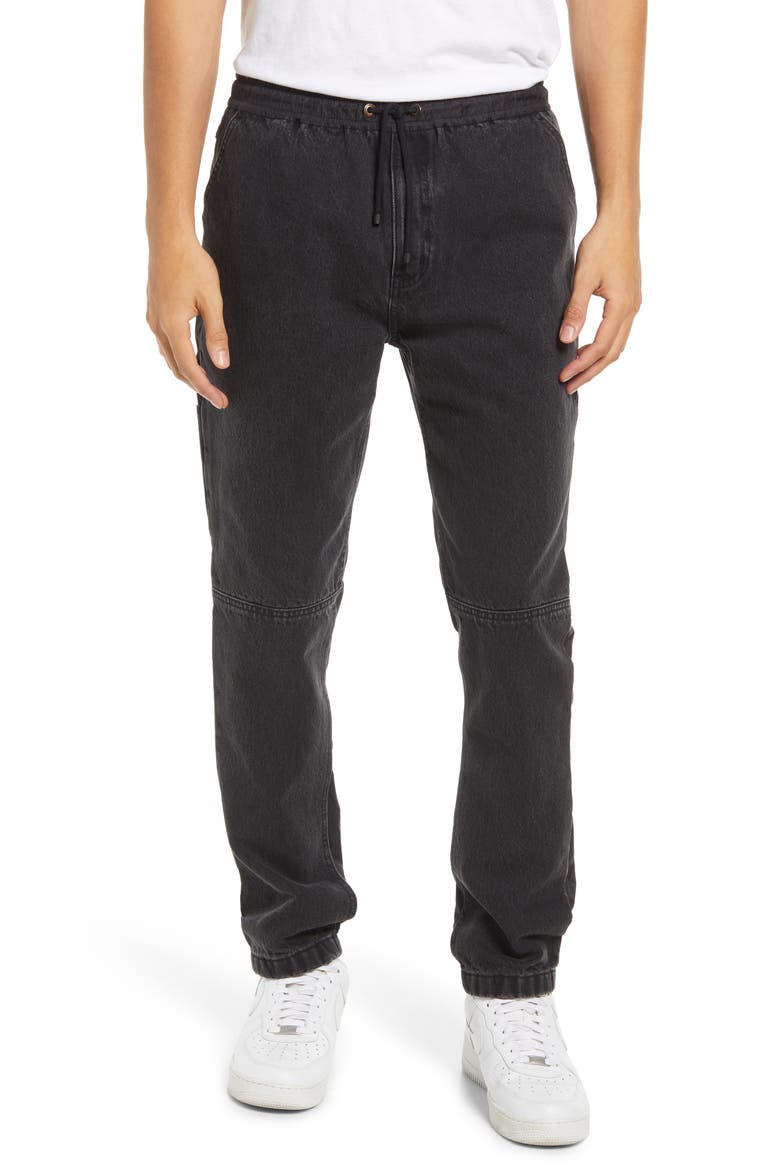 Denim & Nylon Joggers, Main, color, BLACK WASHED
