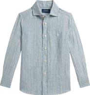 Polo Ralph Lauren Kids' Stripe Linen Button-Up Shirt