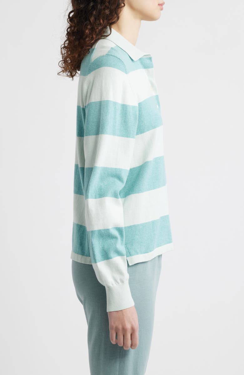 Wyeth Stripe Cotton & Cashmere Polo Sweater, Alternate, color, Azure