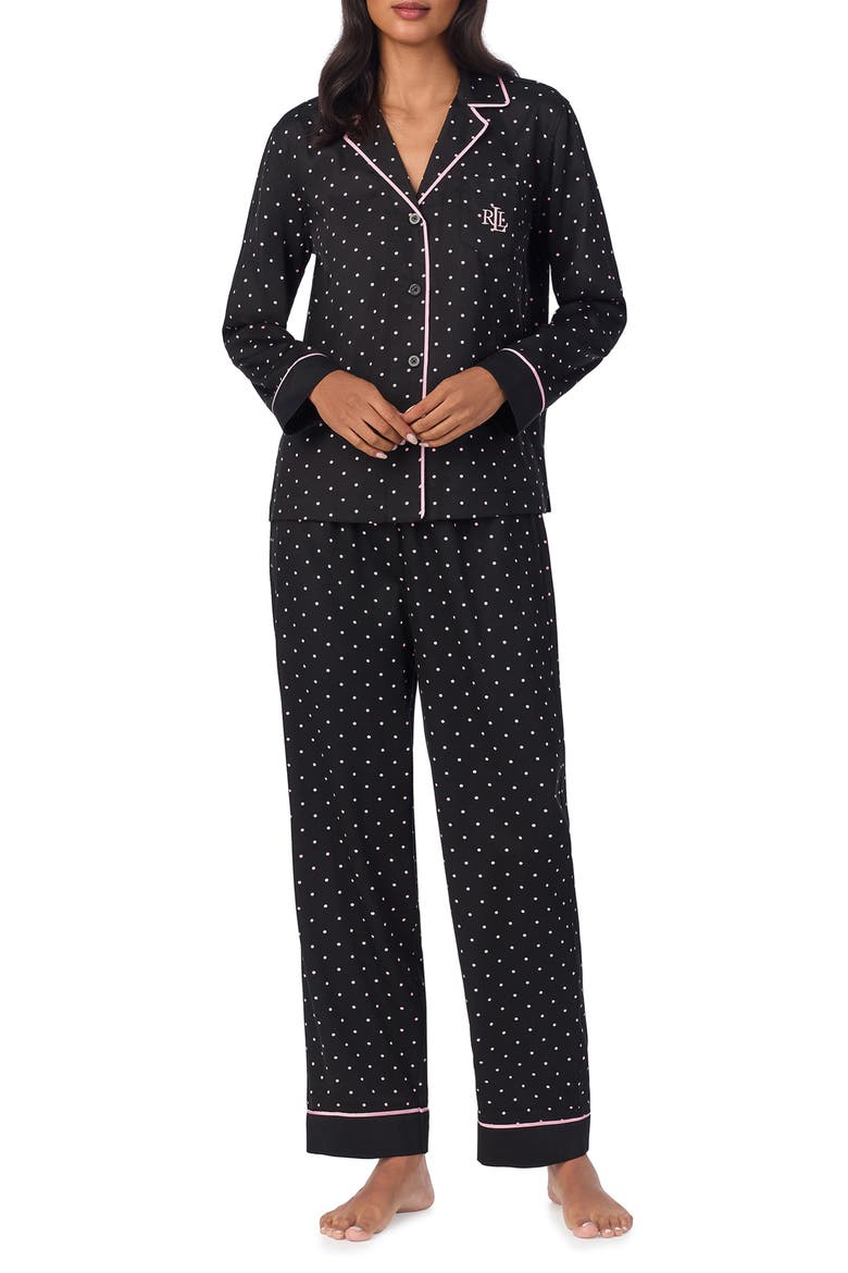 Long Sleeve Pajamas, Main, color, BLACK DOT