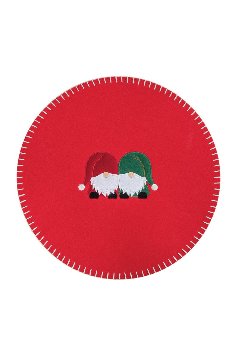 Naughty / Nice Gnome Felt Round Placemats Set of 6, Main, color, Red